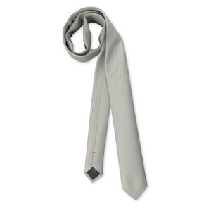 HUGO Men's Silk Jacquard Slim Tie in Open Grey, One Size, NWT